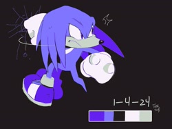 Size: 1919x1438 | Tagged: safe, artist:thomas_rsvd, knuckles the echidna, echidna, 2024, climbing, color palette, frown, limited palette, male, simple background, solo