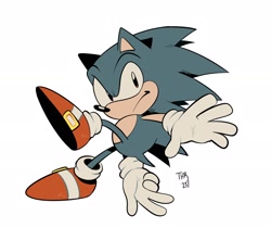 Size: 2046x1718 | Tagged: safe, artist:thomas_rsvd, sonic the hedgehog, hedgehog, 2023, classic sonic, classic sonic (universe), looking at viewer, male, simple background, solo, white background