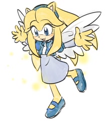 Size: 800x959 | Tagged: safe, artist:marimo838, maria robotnik, hedgehog, female, mobianified, mouth open, simple background, smile, solo, white background, wings