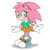 Size: 300x300 | Tagged: safe, artist:marimo838, amy rose, hedgehog, amy's schoolgirl outfit, classic amy, classic sonic (universe), clothes, female, looking offscreen, simple background, skirt, smile, solo, standing, white background