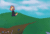 Size: 1280x870 | Tagged: safe, artist:lemfurlemonz, tangle the lemur, whisper the wolf, lemur, wolf, animated, clouds, daytime, duo, duo female, female, field, gif, grabbing, grass, grass field, hill, hugging, outdoors, path, shipping, surprised, tail hug, tangle x whisper, watermark