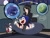 Size: 2048x1536 | Tagged: safe, artist:superguy551, sonic the hedgehog, sonic cd, 2026, arrow, crossover, crossover shipping, duo, ellen joe, female, humanoid, indoors, little planet, looking at each other, looking at them, male, mouth open, one eye closed, planet, shipping, sitting, sitting on lap, smile, straight, zenless zone zero